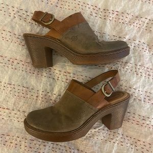 Born Vidar heeled slingback clogs mules brown sz 9